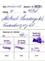 Betalingskort fra Hugo Nielsens Danseinstitut i Hillerød 1975 (Bagside)