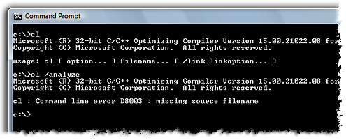 Cl.exe in the command prompt