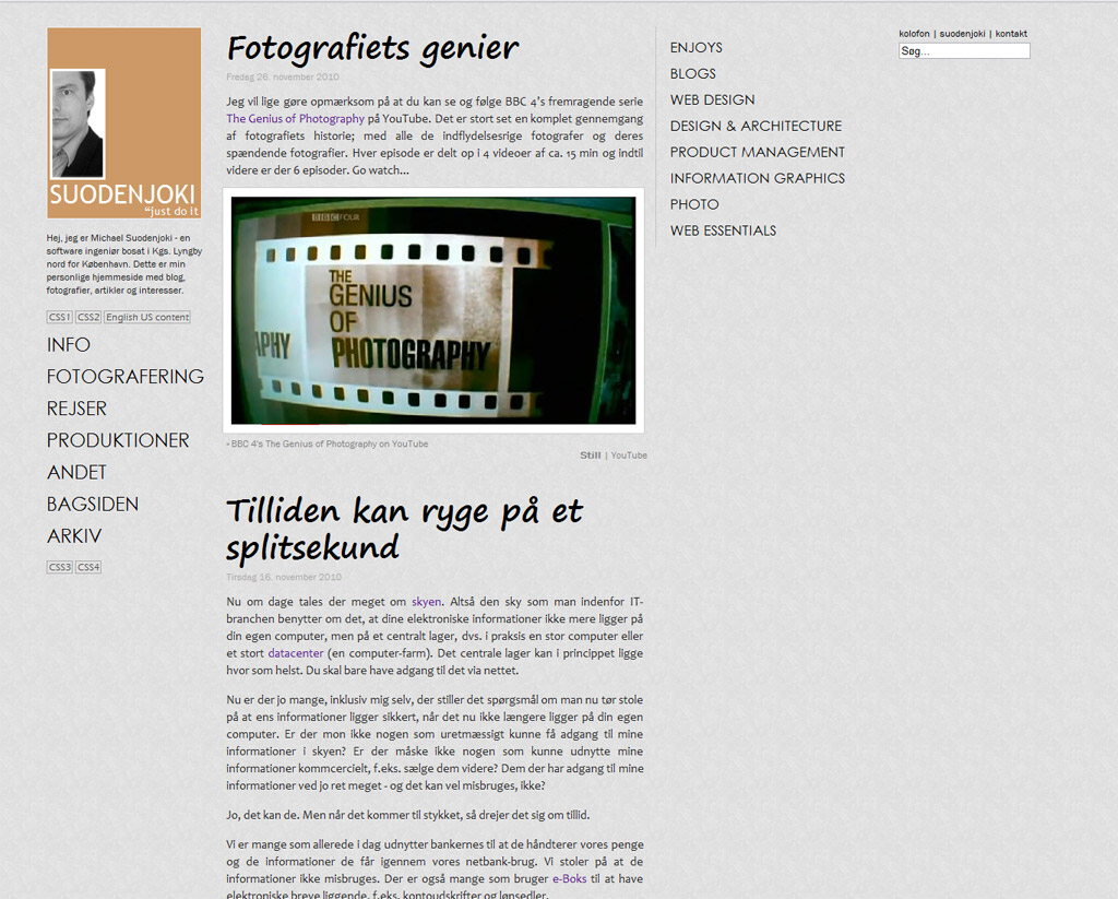 Hjemmesiden som den så ud i december 2010.