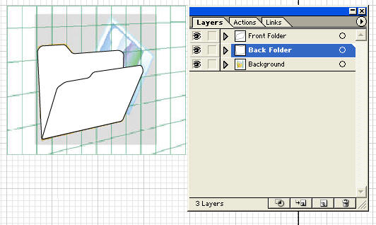 Step 2: After rounding the corners in the paths. Note that I've changed the order of the layers so that the Front Folder is in front. Alternatively the two paths could have been put into the same layer and then rearranged the order between them (you know Send Backwards or Bring Forward).