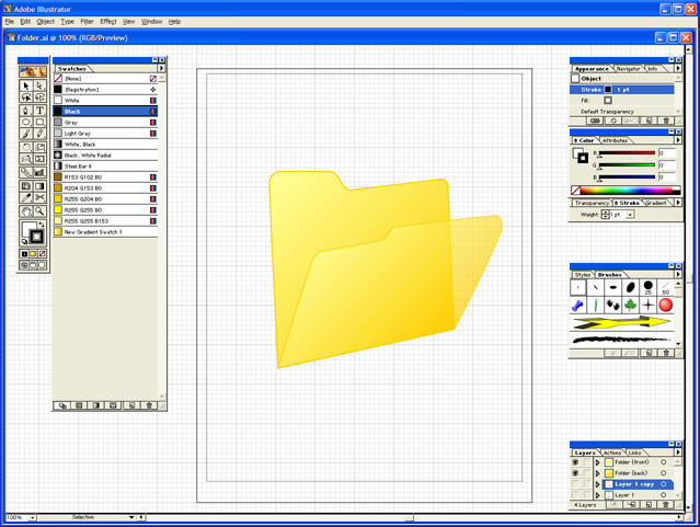 Figure 1. Screenshot from Adobe Illustrator with the finished folder icon.